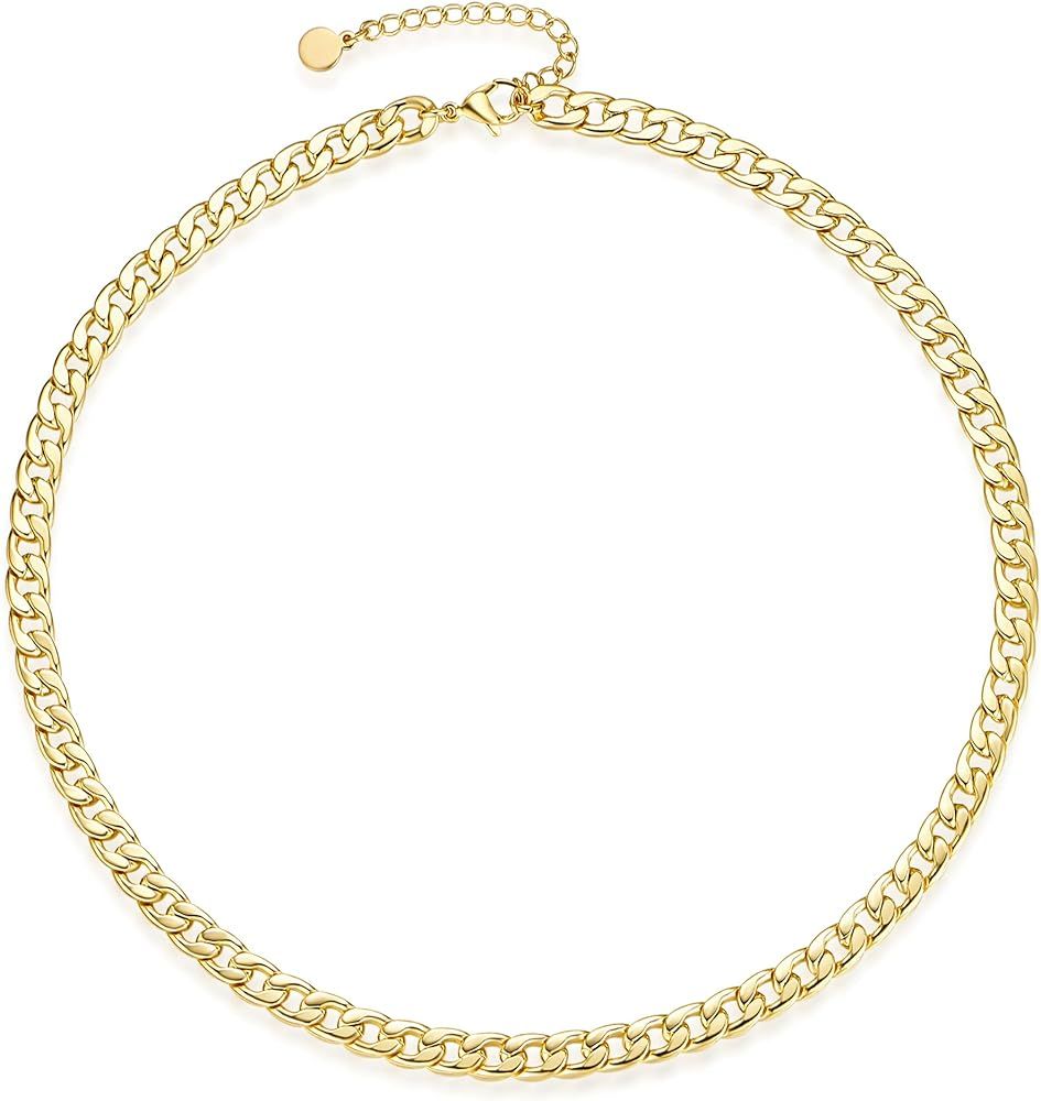 Amazon.com: NUZON Gold Choker Necklaces for Women Girls 14K Gold Plated 5MM Snake Chain Necklace ... | Amazon (US)