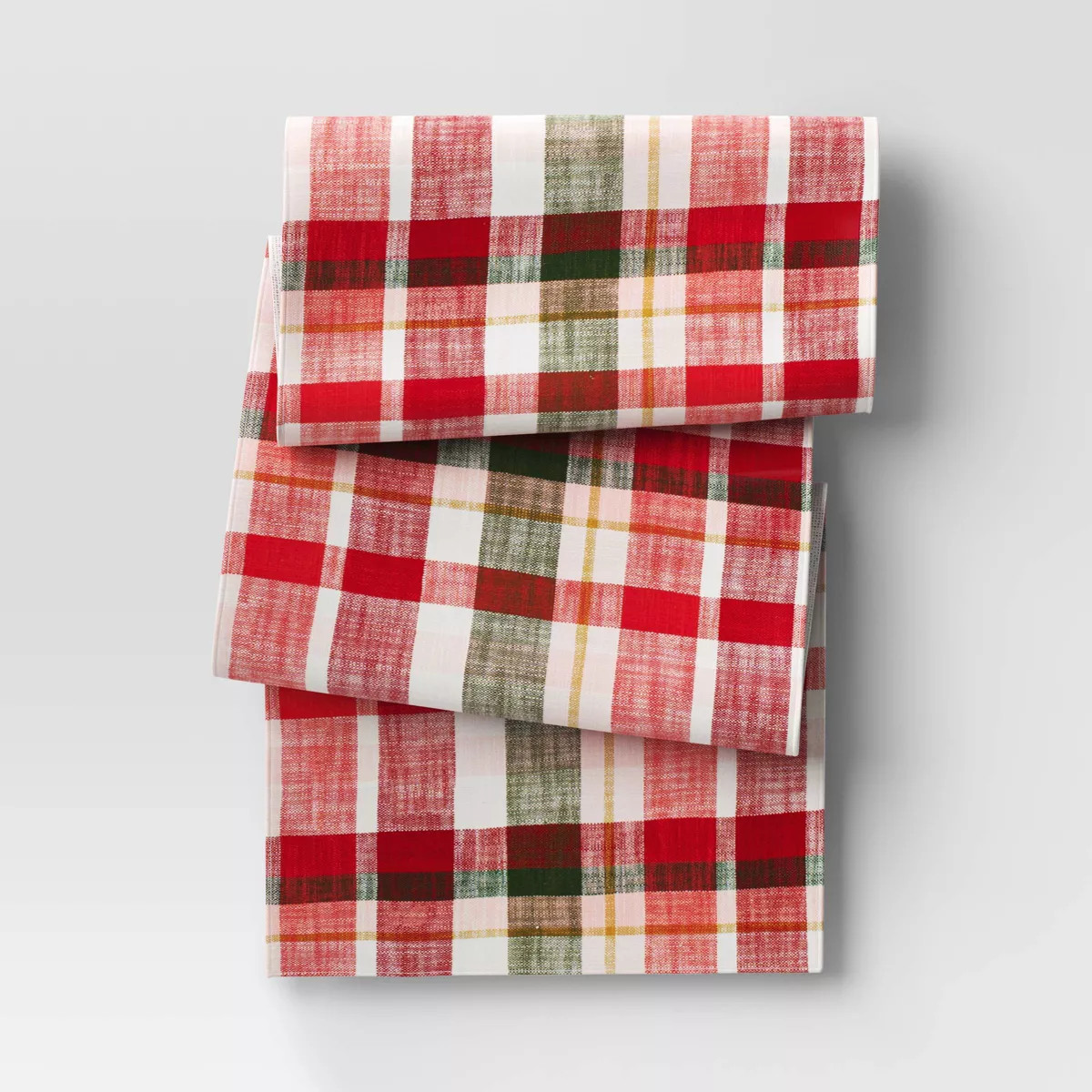 72"x14" Woven Plaid Table Runner Ivory - Threshold™ | Target