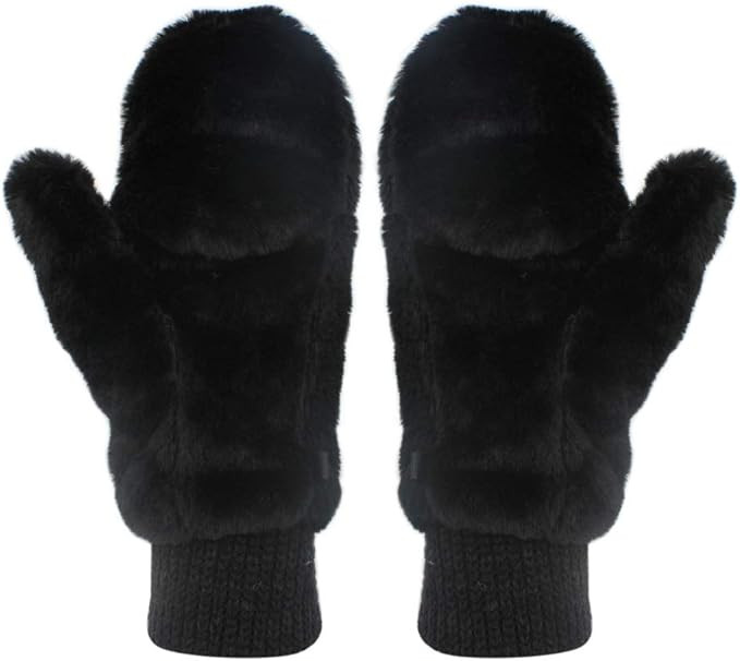 Eilova Unisex Winter Fluffy Gloves Mittens Windproof Fleece Plush Gloves with Warm Mitten Cover f... | Amazon (US)