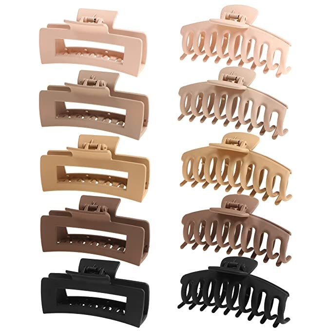 SHALAC Large Claw Clips for Thick Hair, 10 Pack 4.4 Inch, Nonslip Clips Big Hair Claw, Multi Colo... | Amazon (US)
