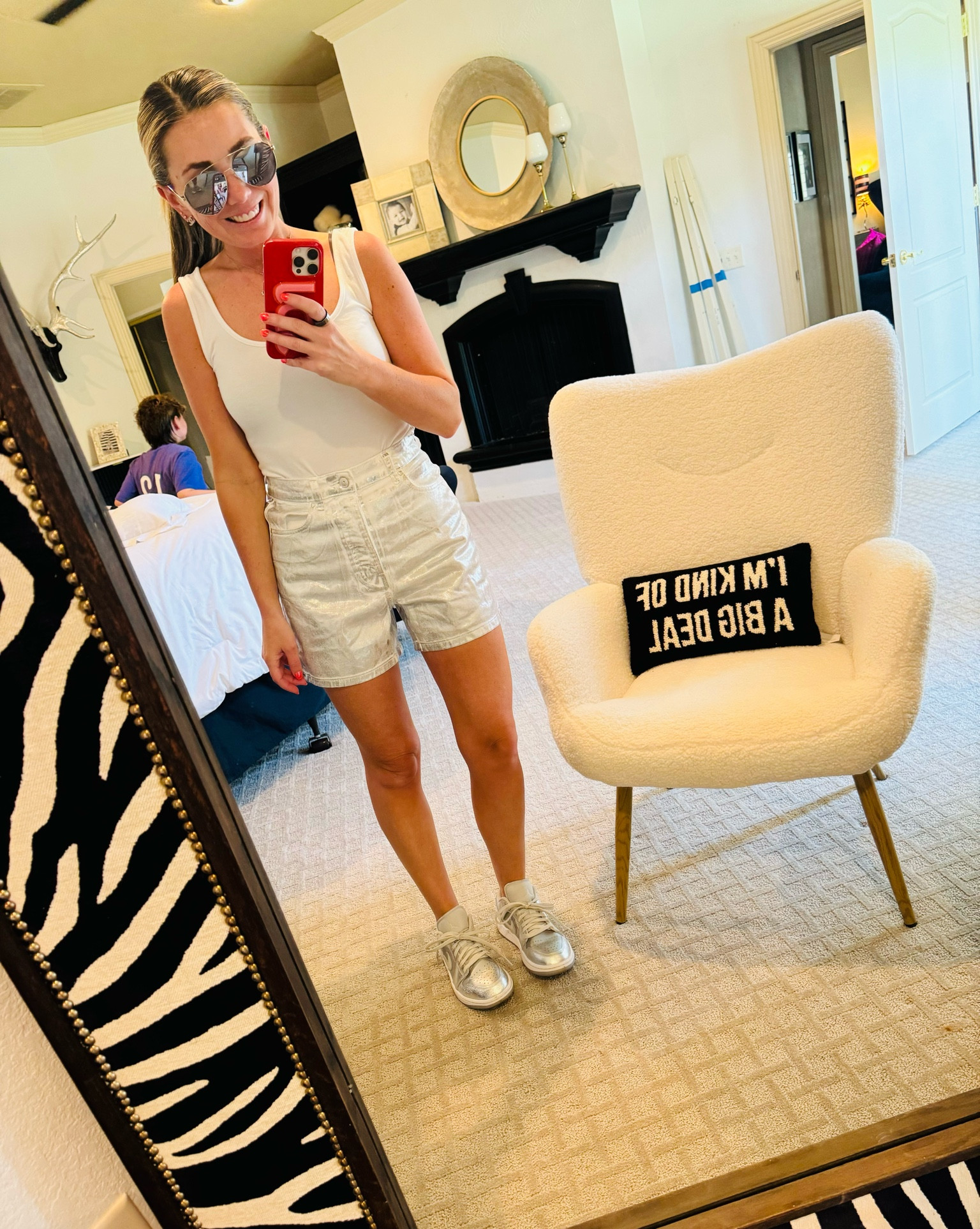 🩶🩶🩶🩶  

Shorts: 26
Tank: small

Silver dunks, silver Jordans, silver shorts, soccer mom, sports mom, sports mom outfit, silver sunglasses 

#LTKSeasonal #LTKFamily