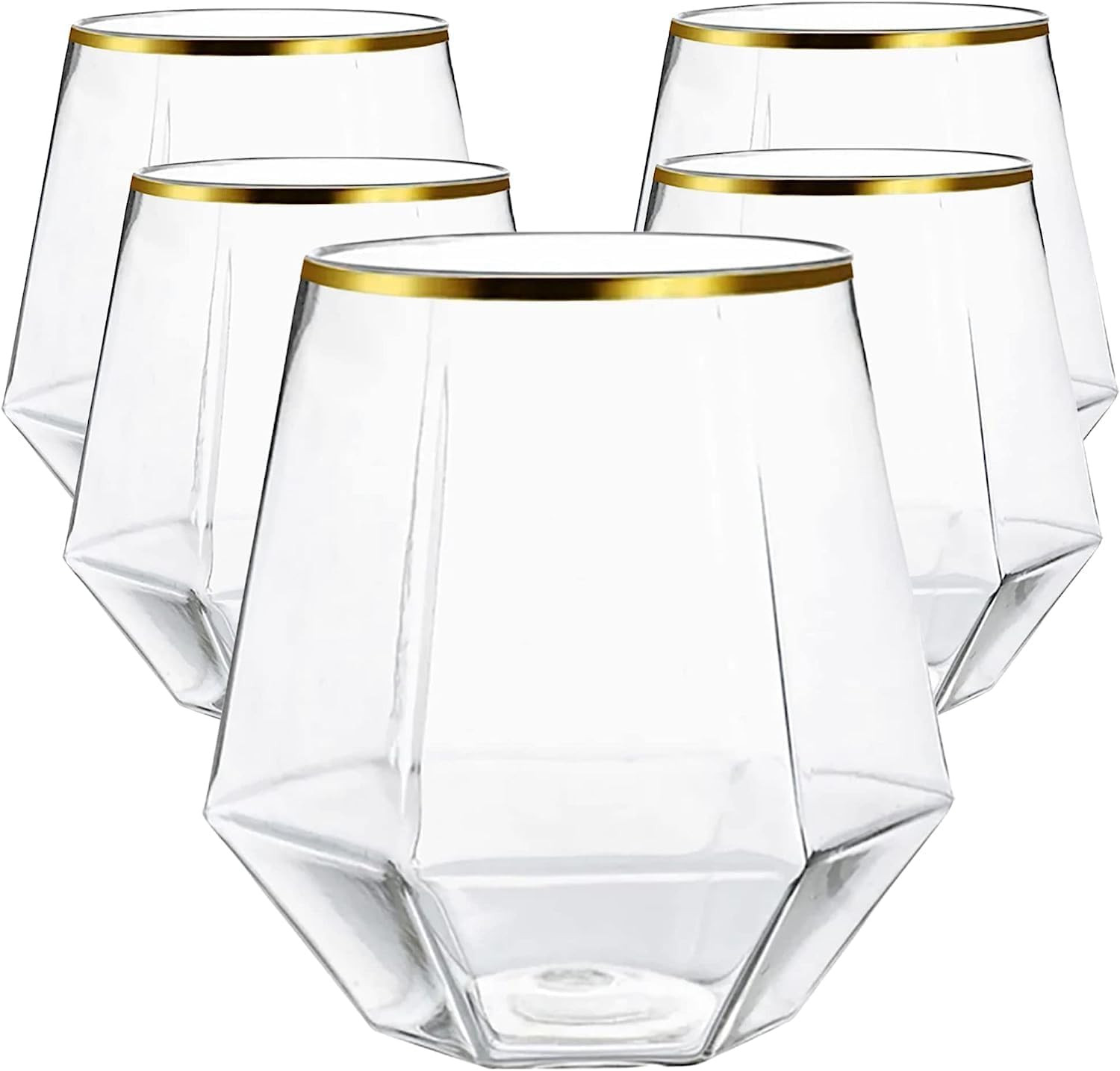 Oojami 40 count Diamond Unbreakable Stemless Plastic Wine Champagne Whiskey Glasses Elegant Durab... | Amazon (US)