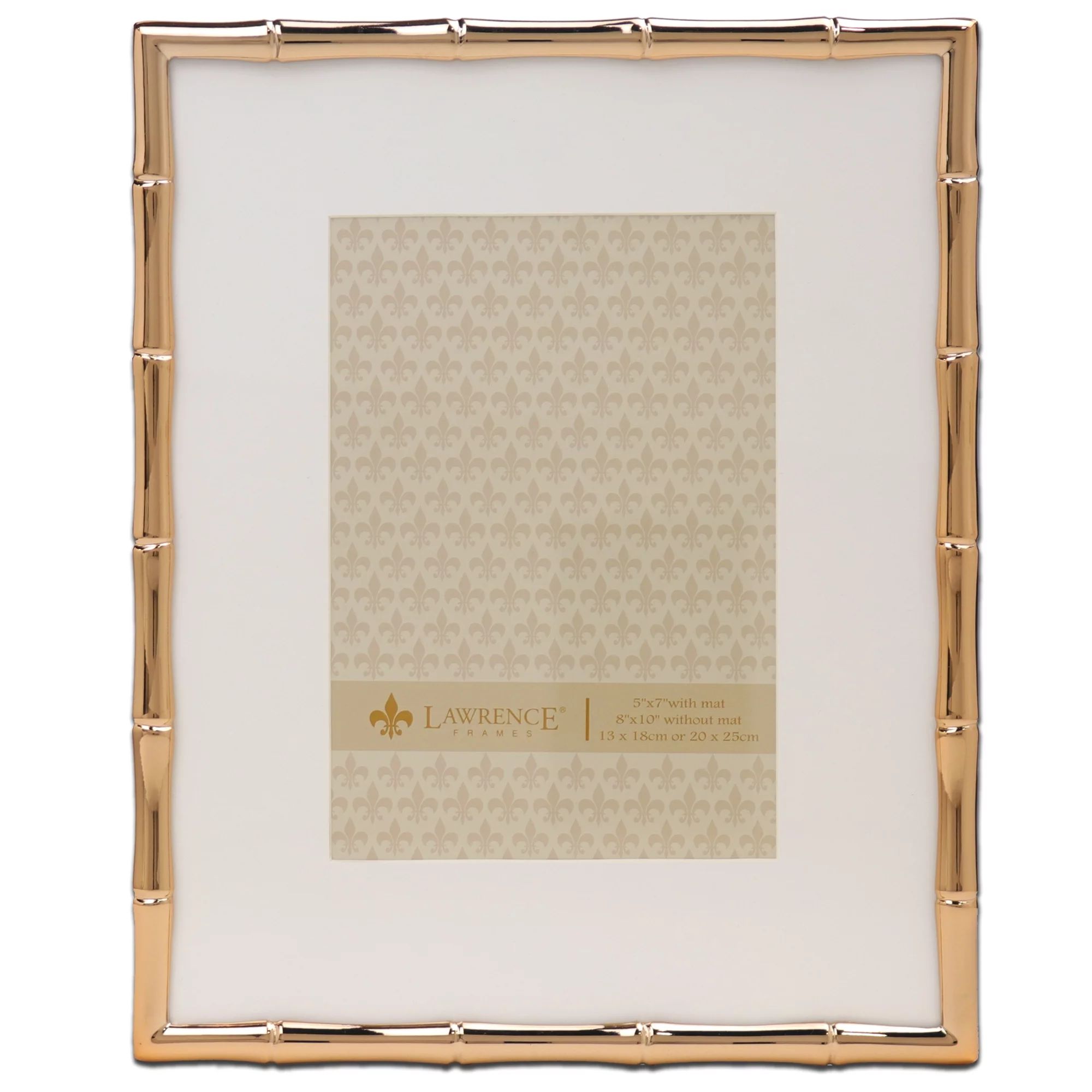 8x10 High Quality Polished Gold Cast Metal Picture Frame - Bamboo Design with Mat for 5x7 | Walmart (US)