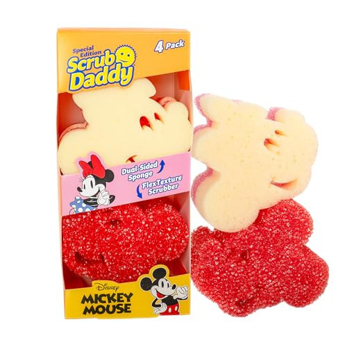 Scrub Daddy Mickey & Minnie Mouse Dish Sponges - Includes 2 Scrub Daddy Kitchen Sponges & 2 Scrub Mommy Dish Scrubbers - Dual-Sided, Odor-Resistant & Scratch-Free - Special Edition Set (4 Count) | Amazon (US)