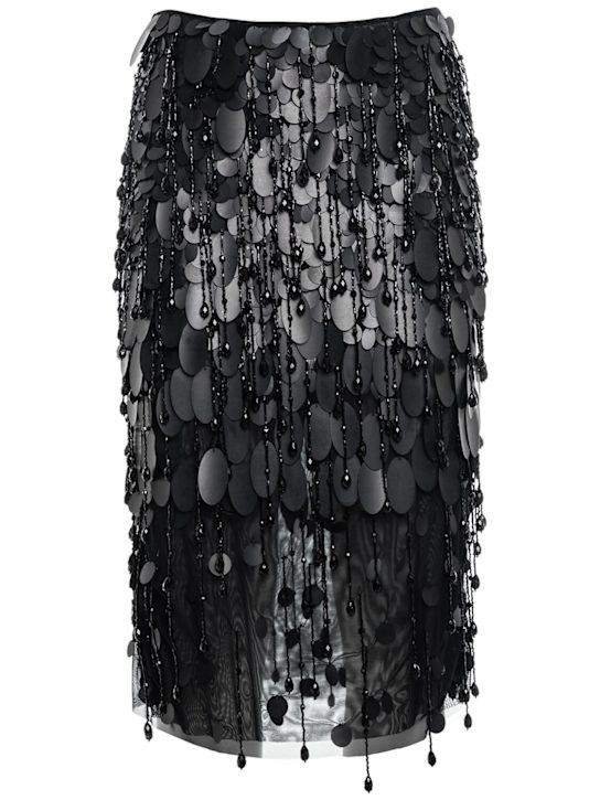 Fringed & sequined midi skirt | Luisaviaroma