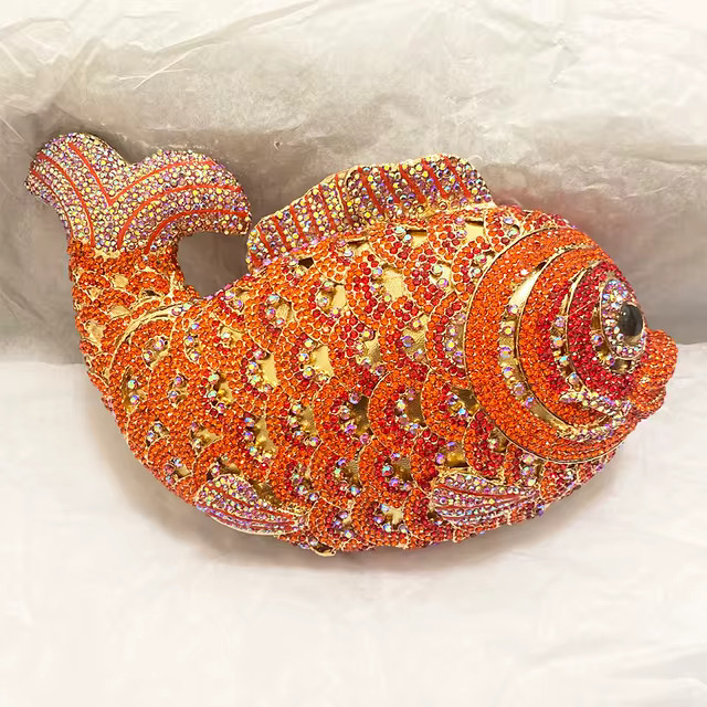Red/Orange Fish Crystal Mini Evening Bag Diamond Women Dinner Purses Luxury Lady Rhinestone Bling... | AliExpress (US)