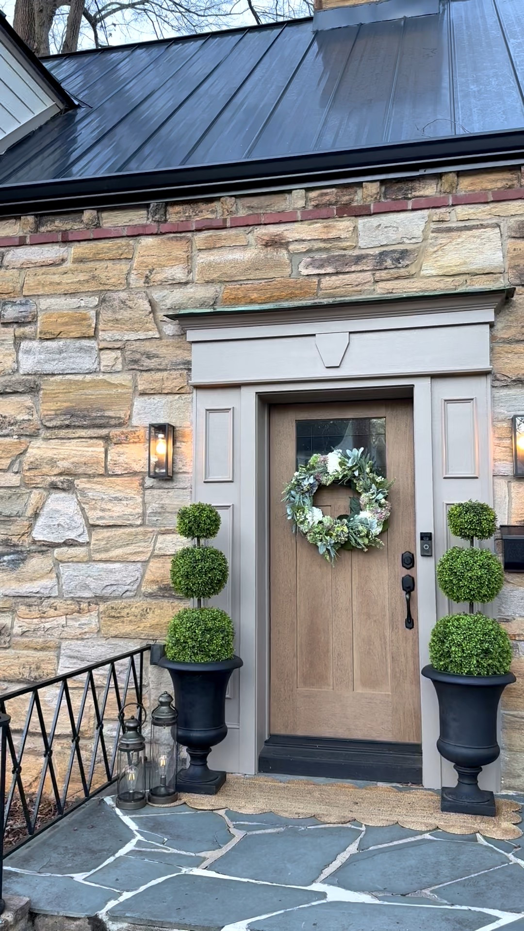 It always feels so dreary once I take down our Christmas garlands and wreaths from our front porch area so I loved cheering it up with some adjustable topiaries and this beautiful spring wreath from @wayfair. The scalloped rug is a #wayfair find too! #ad #wayfairpartner #spring 

#LTKSaleAlert #LTKHome #LTKSeasonal