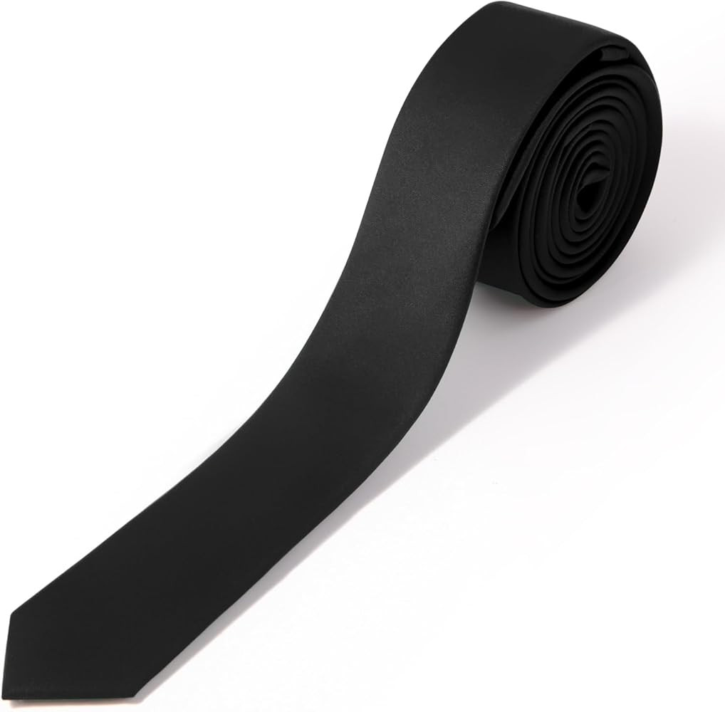 Skinny Ties Black Ties For Men and Women Solid Pure Color 1.58" (4CM) Plain Formal Slim Neckties | Amazon (US)