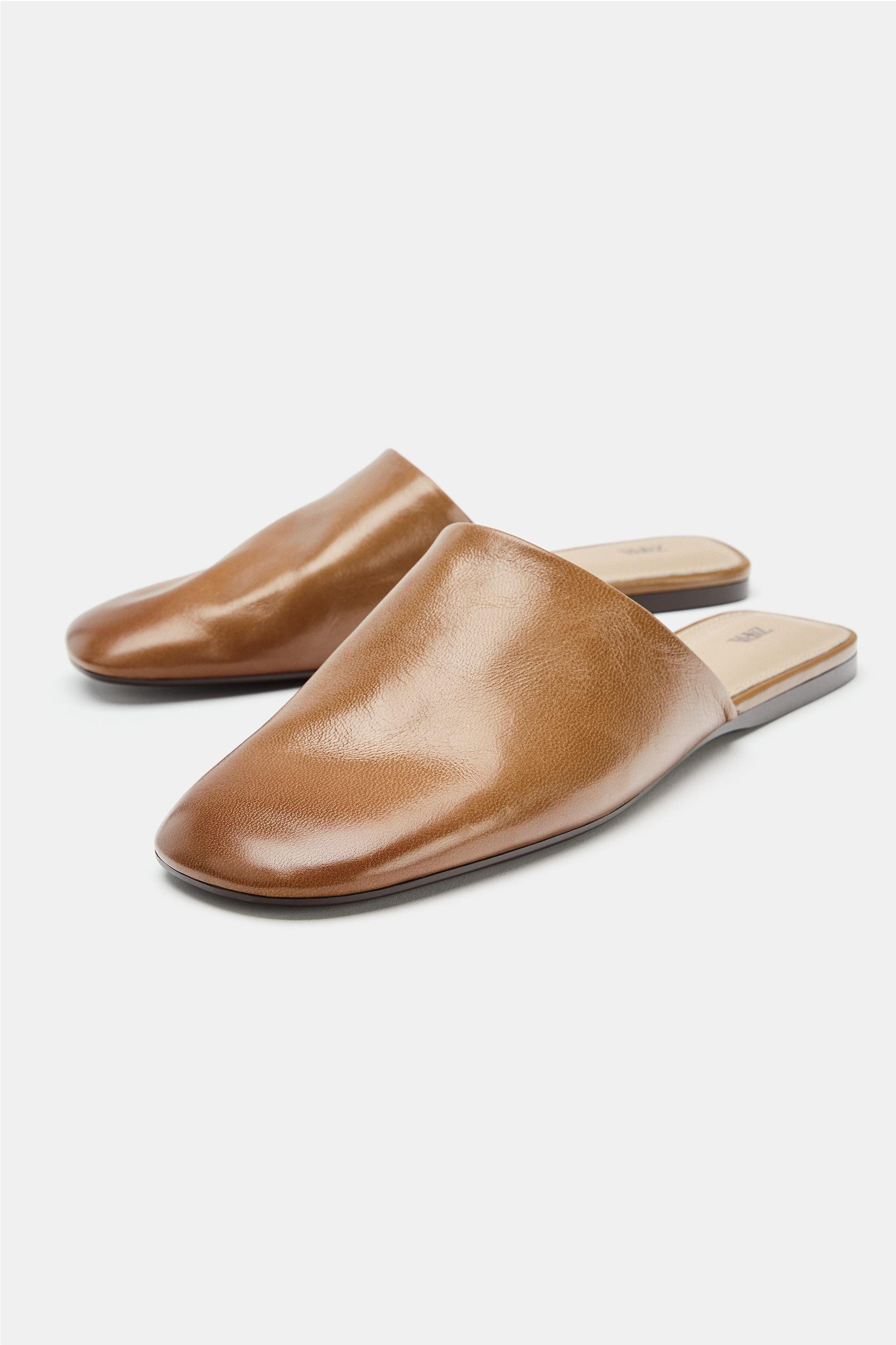 LEATHER SLINGBACK SHOES | Zara UK
