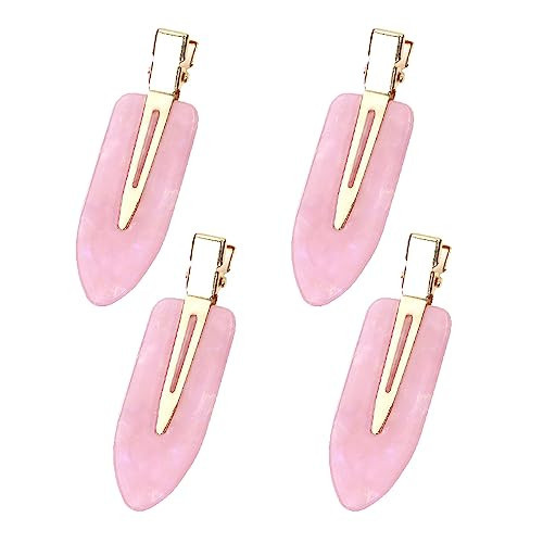 Mini Skater Small Hair Clips 2.4inch No Crease Hair Pins No Bend Cute Barrettes Accessories for Women Thin Curly Fine Hair Styling Sectioning, Pack of 4 (Pink) | Amazon (US)
