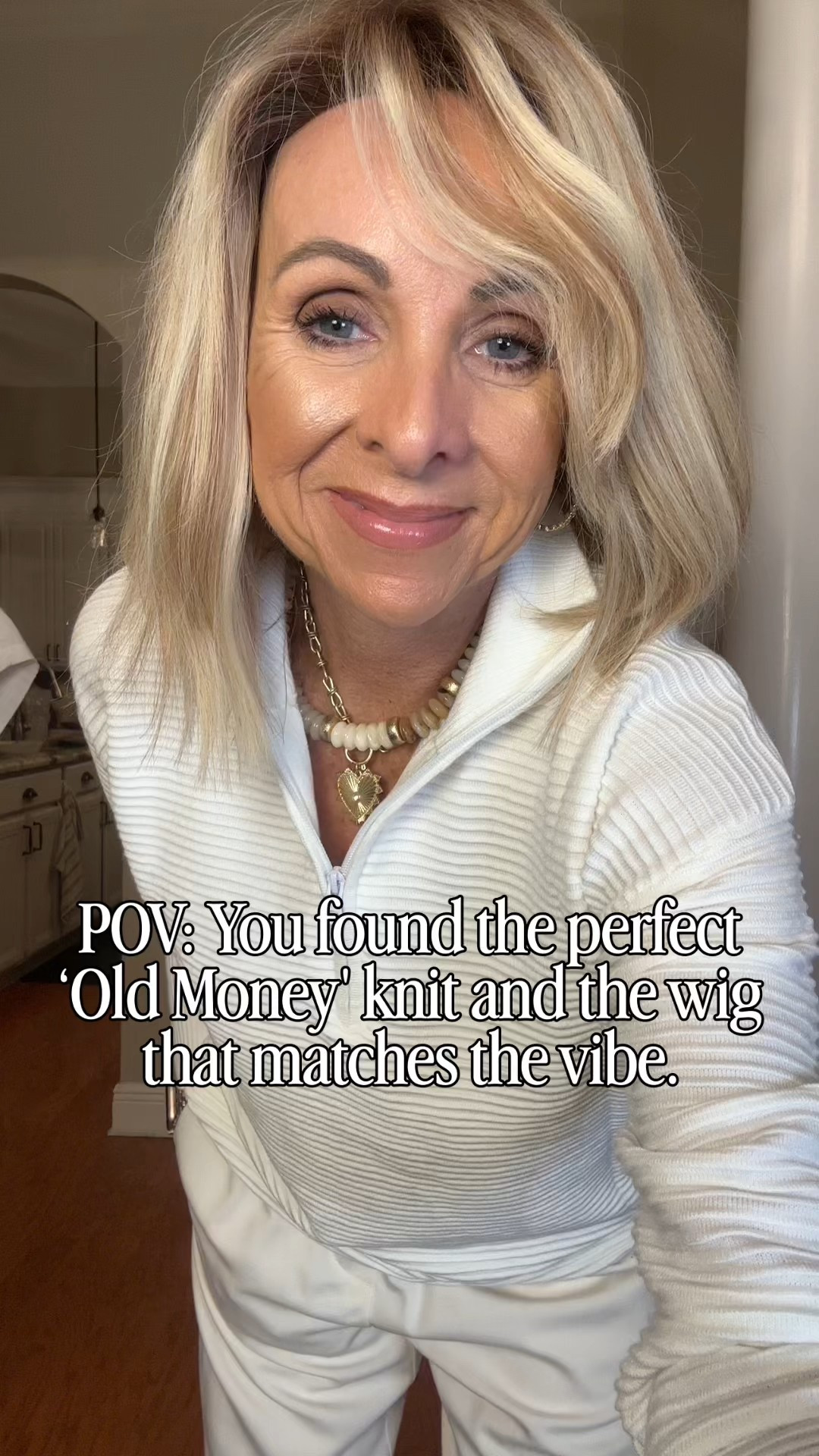 Nothing says quiet luxury like winter white and the perfect blonde bob wig! 
Affordable human hair wig by Starluck official. Pull on pants from Target and quarter zip from Amazon. 

#LTKootd #LTKOver40