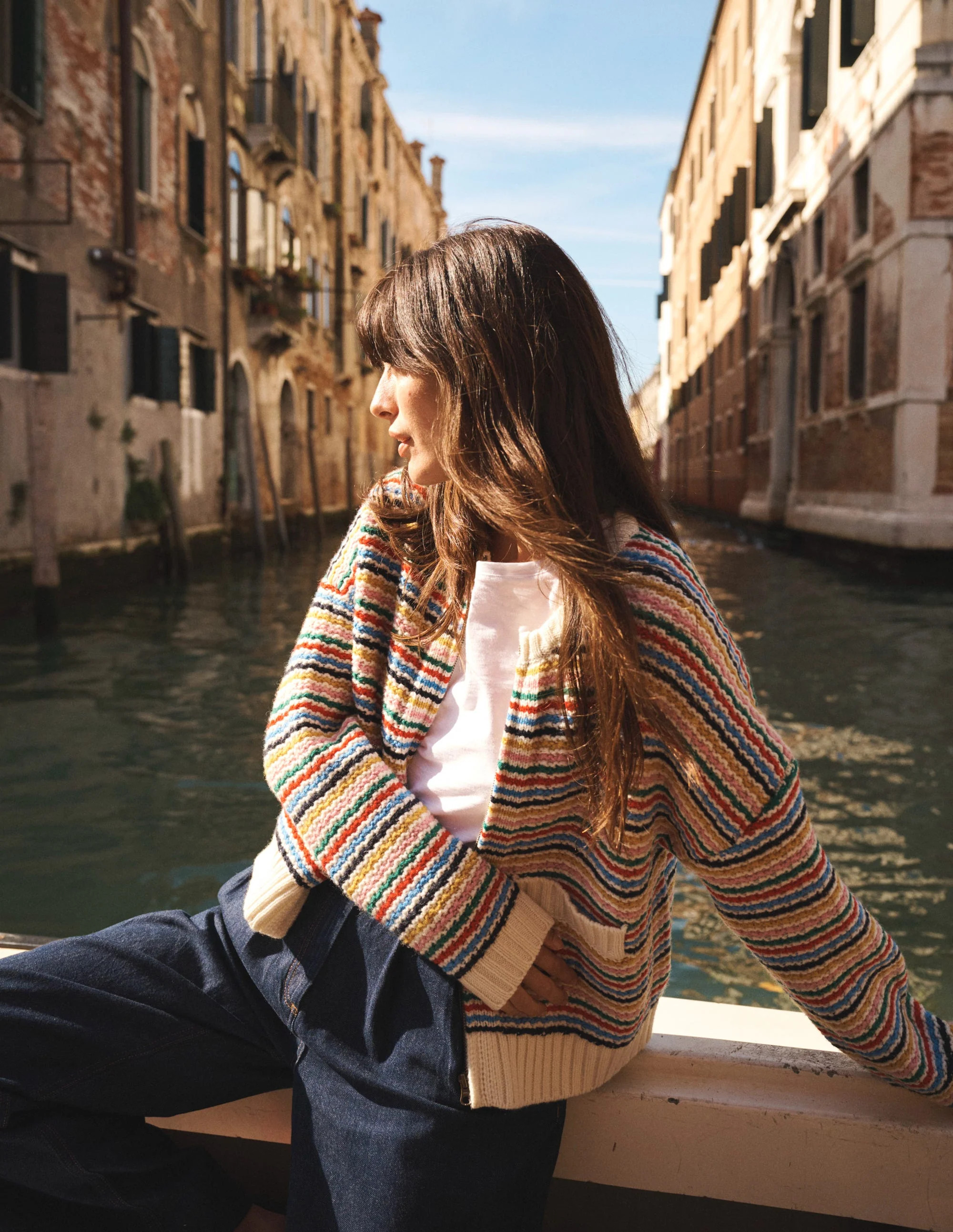 Maya Zip-up Jacket-Ivory, Rainbow | Boden UK