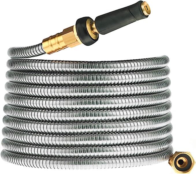 Rosy Earth Expandable Metal Garden Hose 75 FT - 304 Stainless Steel Water Hose 75 FT - Heavy Duty... | Amazon (US)