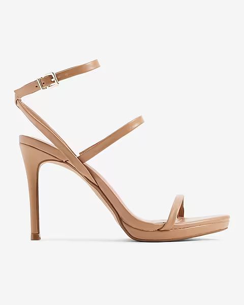 Leather Round Toe Strappy Heeled Sandals | Express