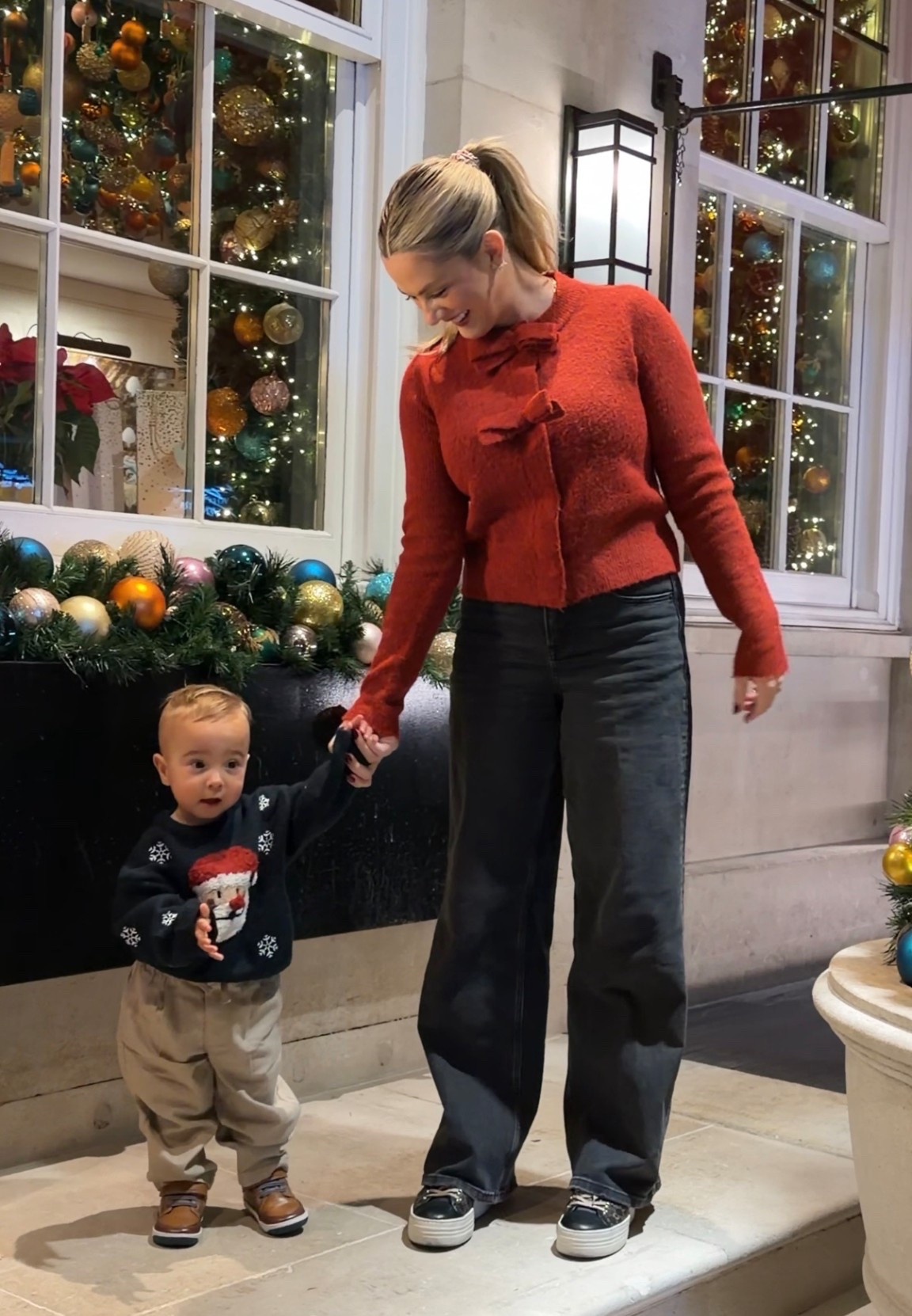 Small sweater and small jean. Nicest Italian leather sneaker comfortable for walking around London 

#LTKmomlife #LTKdayinmylife #LTKHoliday