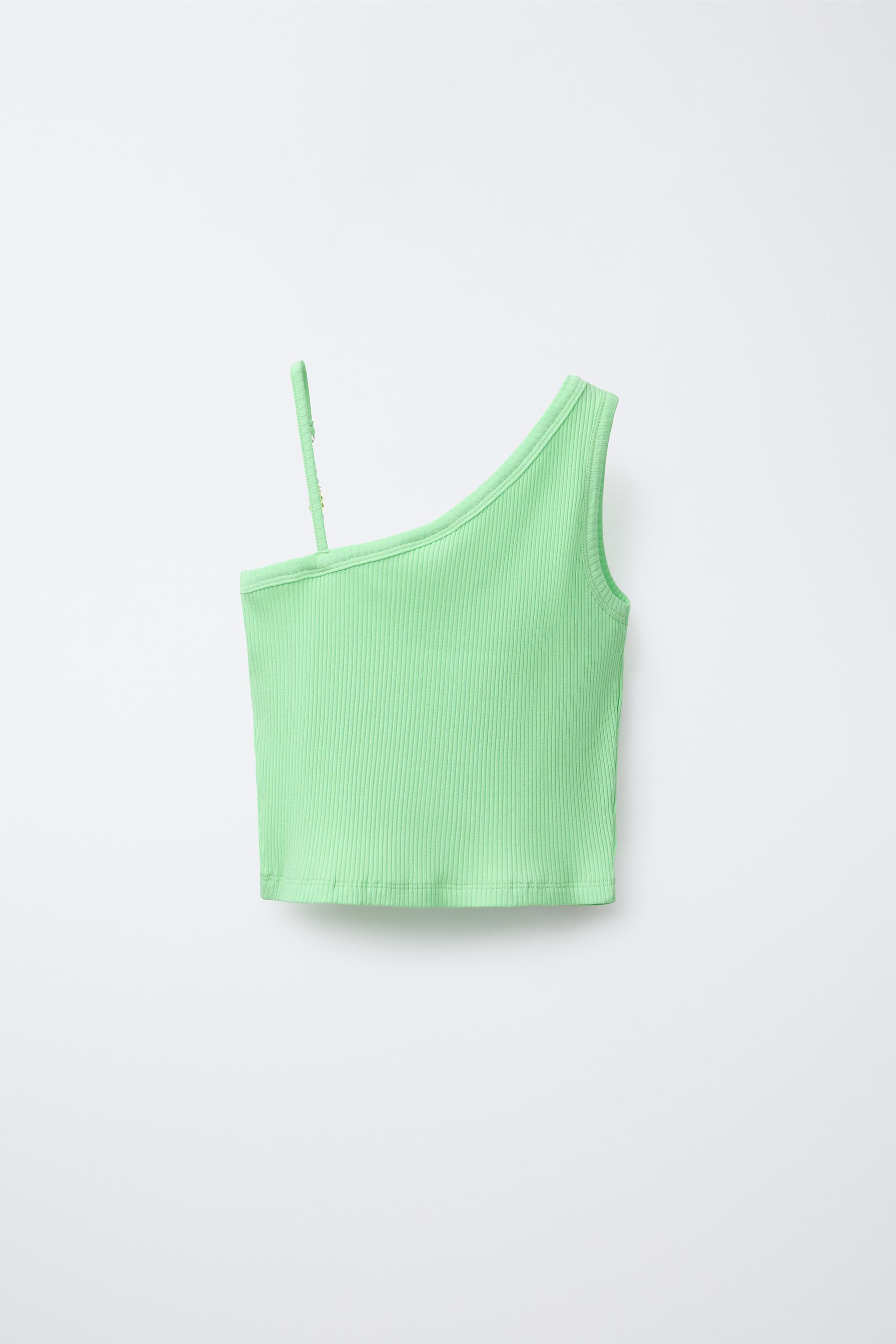 BEADED ASYMMETRIC RIB TOP | Zara US