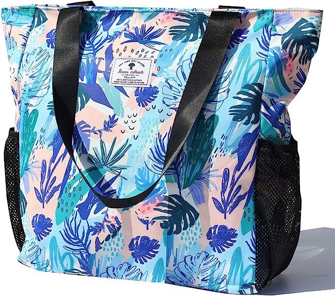 Original Floral Water Resistant Large Tote Bag Shoulder Bag for Gym Beach Travel Daily Bags Upgra... | Amazon (US)