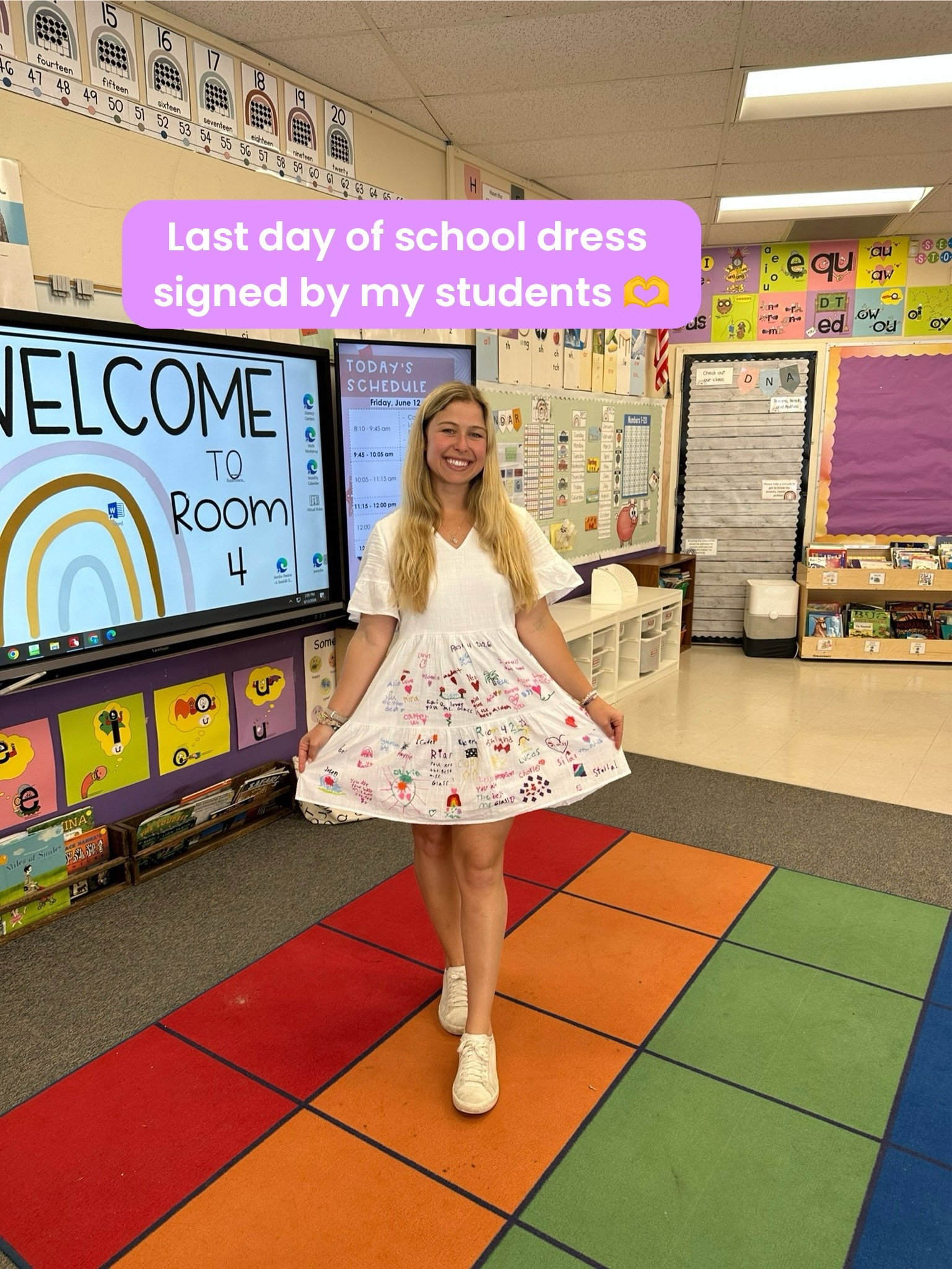 My last day of school dress signed by my students 🫶 love this tradition!

#LTKootd #LTKgrwm #LTKKids