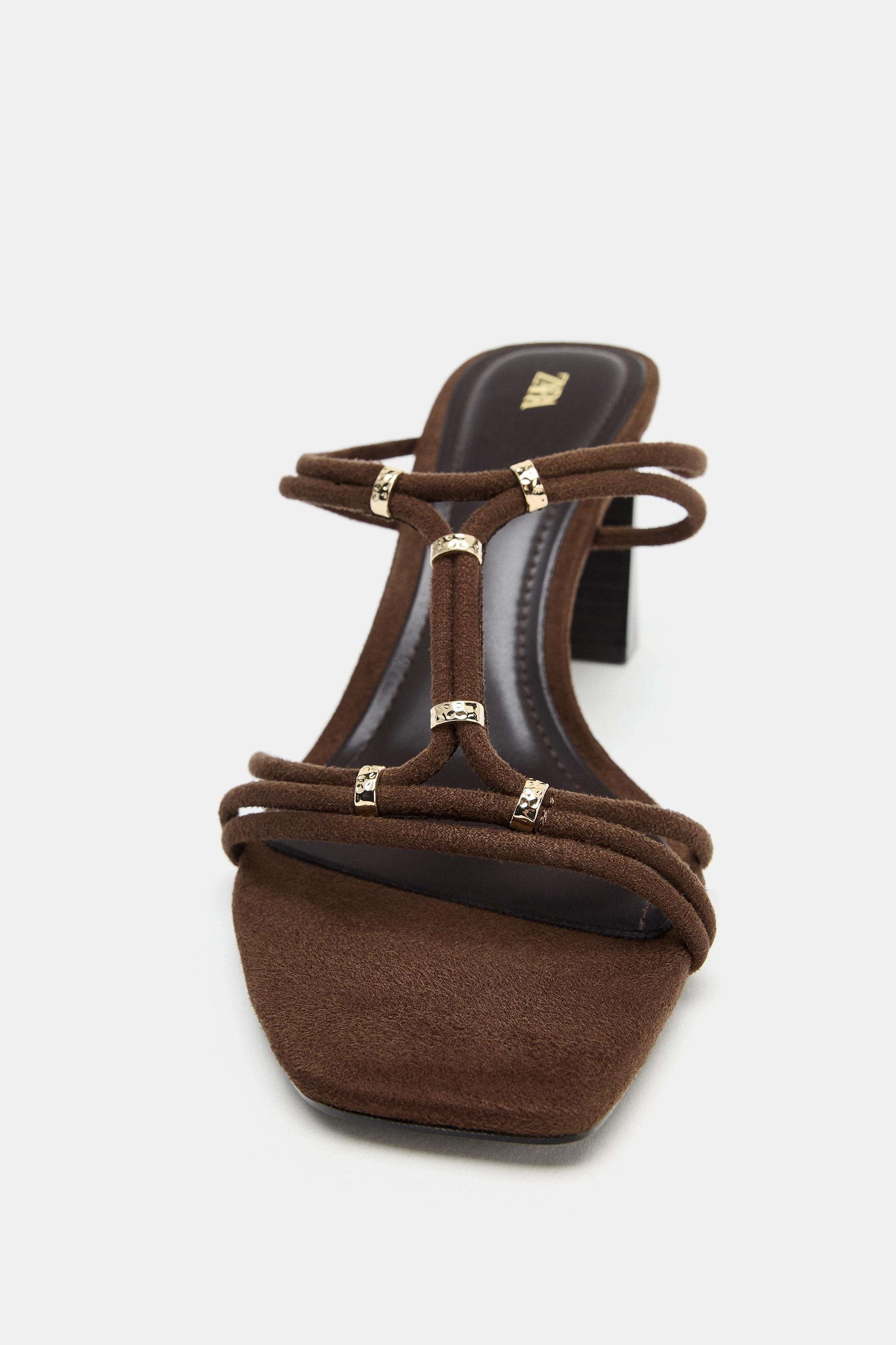 STRAPPY WIDE HEEL SANDALS | Zara US