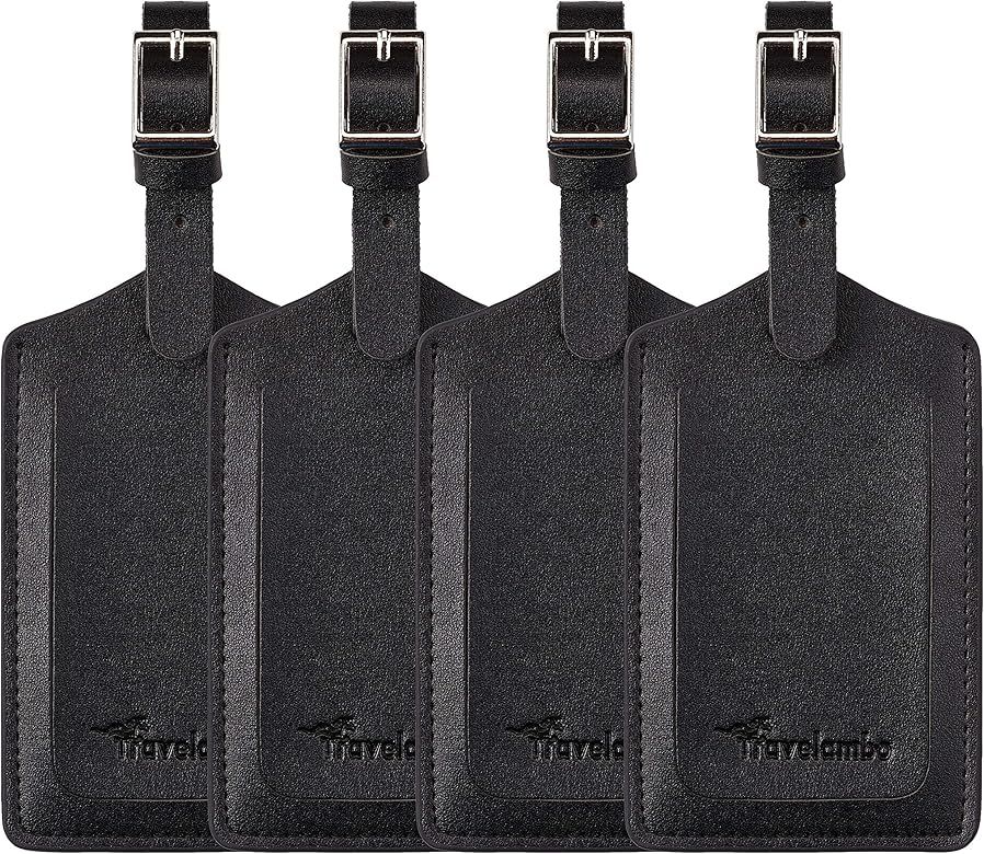 4 Pack Leather Luggage Travel Bag Tags by Travelambo | Amazon (US)