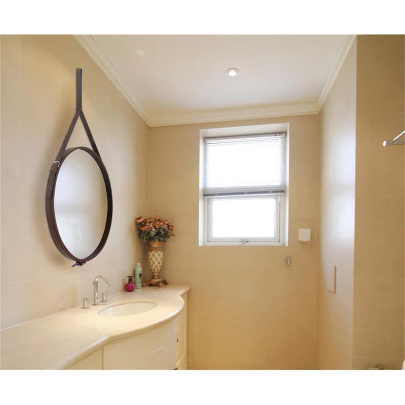 Zilda Round Leather Mirror | Wayfair North America