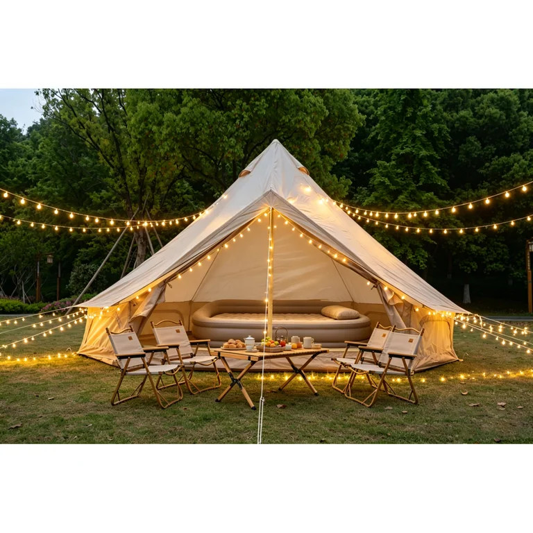 13.1ft 4-8 Person Bell Tent with Stove Jack, Waterproof 4-Season Oxford Glamping Tent for Family ... | Walmart (US)