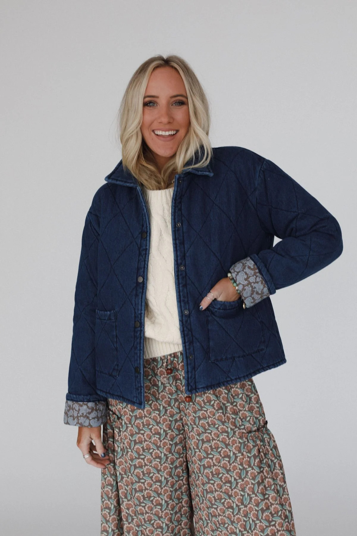 Echo Canyon Quilted Jacket - Dark Denim | Three Bird Nest