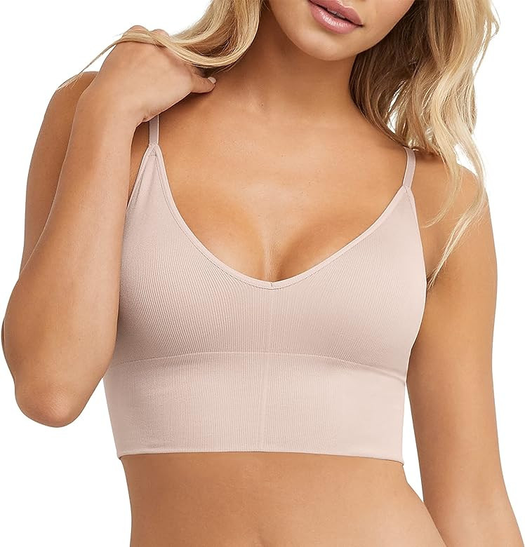 Maidenform Women's M Rib Seamless Brami, Pullover Wireless V-Neck Cami Bra, Removable Cups | Amazon (US)