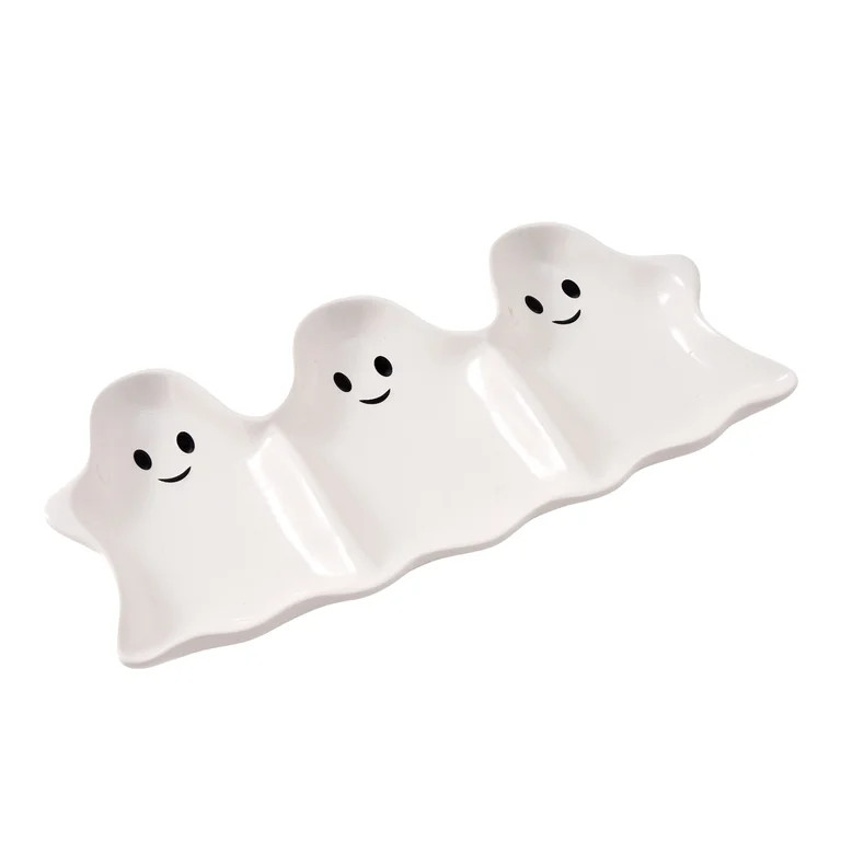 Way To Celebrate Halloween Three-Ghost Ceramic Serving Tray | Walmart (US)