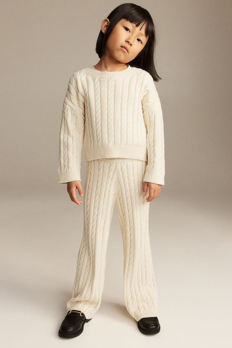 2-piece Cable-knit Set - Light beige - Kids | H&M US | H&M (US + CA)