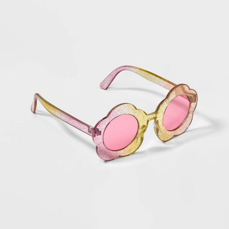 Toddler Girls' Glitter Flower Sunglasses - Cat & Jack™ Pink | Target