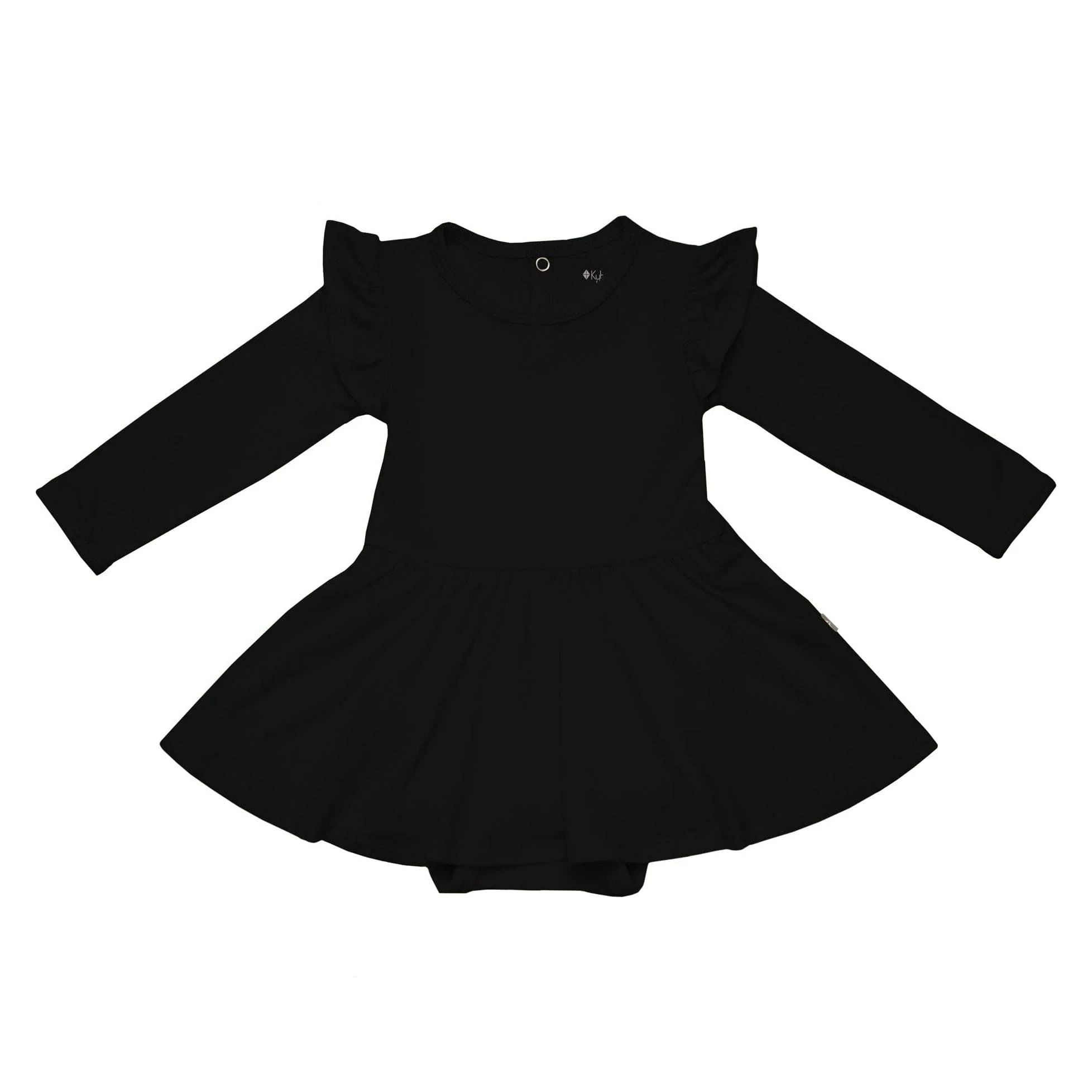 Long Sleeve Twirl Bodysuit Dress in Midnight | Kyte BABY