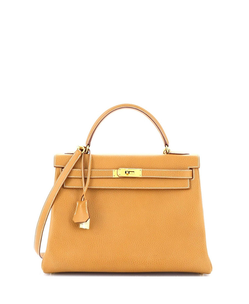 Pre-Owned HERMES Kelly 32 Handbag Brown Ardennes with Gold Hardware | Bloomingdale's (US)