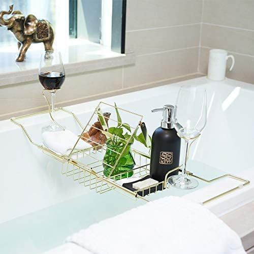 DAILYLIFE Chrome Plated Steel Caddy Tray, Stainless,Polished & Gold Bathtub Caddy for Shower & Ba... | Amazon (US)