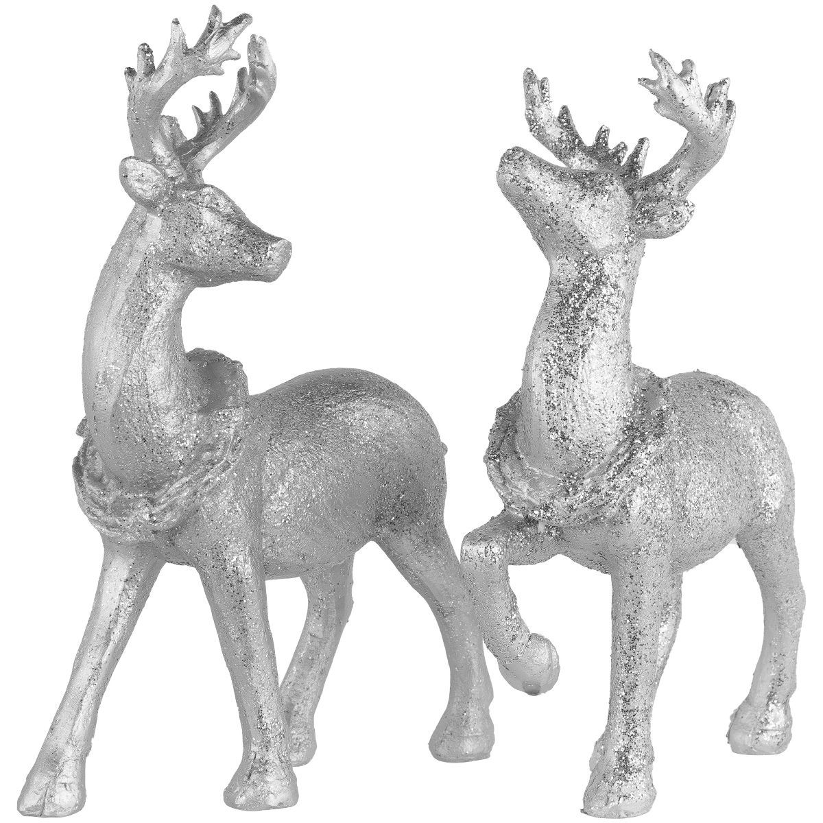 Northlight Set of 2 Silver Glitter Dusted Reindeer Christmas Figurines | Target