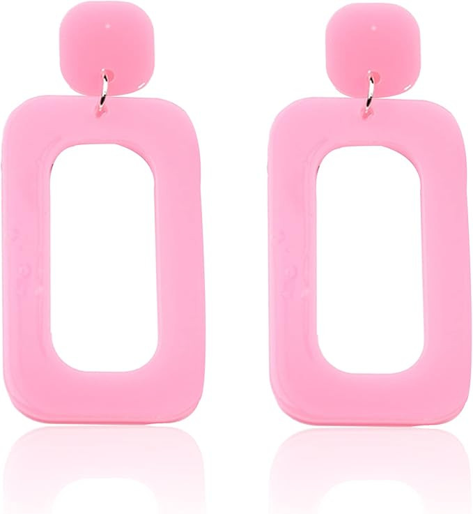 GBAHFY Vintage Minimalist Multicolor Acrylic Geometric Square Hollow Drop Dangle Neon Earrings Re... | Amazon (US)