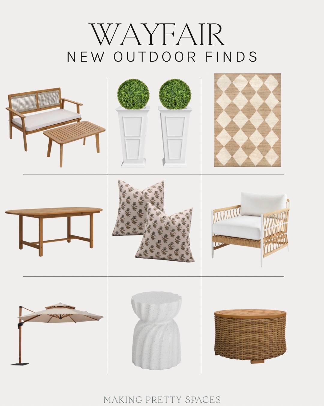 Wayfair outdoor home finds, wayfair sale, outdoor furniture, outdoor faux trees, boxwoods, outdoor doormat, outdoor wreath, outdoor lanterns, porch decor, outdoor throw pillows, outdoor area rugs, patio furniture, outdoor patio furniture 

#LTKSeasonal #LTKSummerEdit #LTKHome