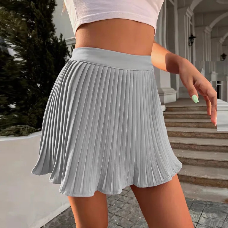 Aayomet Tennis Skirt Women's Summer Empire Waist Ruffle Tiered Pleated Mini Skirt Solid Color A L... | Walmart (US)