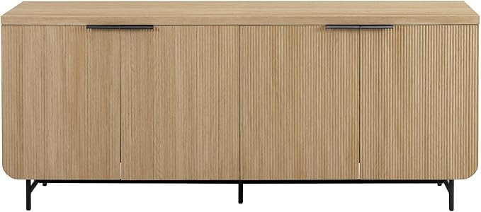 Walker Edison Reema Fluted 4-Door Kitchen Sideboard Buffet Console, 69 Inch, Coastal Oak | Amazon (US)