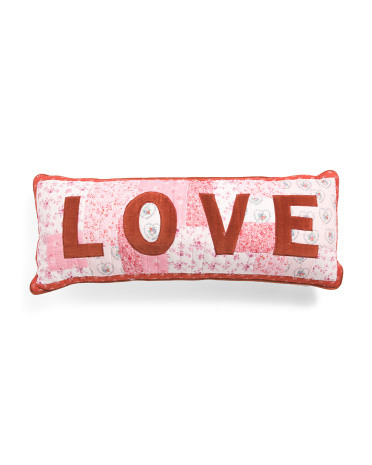 Love Patchwork Velvet Applique Pillow | Polyester/Cotton | Marshalls