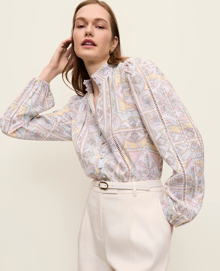 Paisley Embroidered Lace Blouse | Ann Taylor