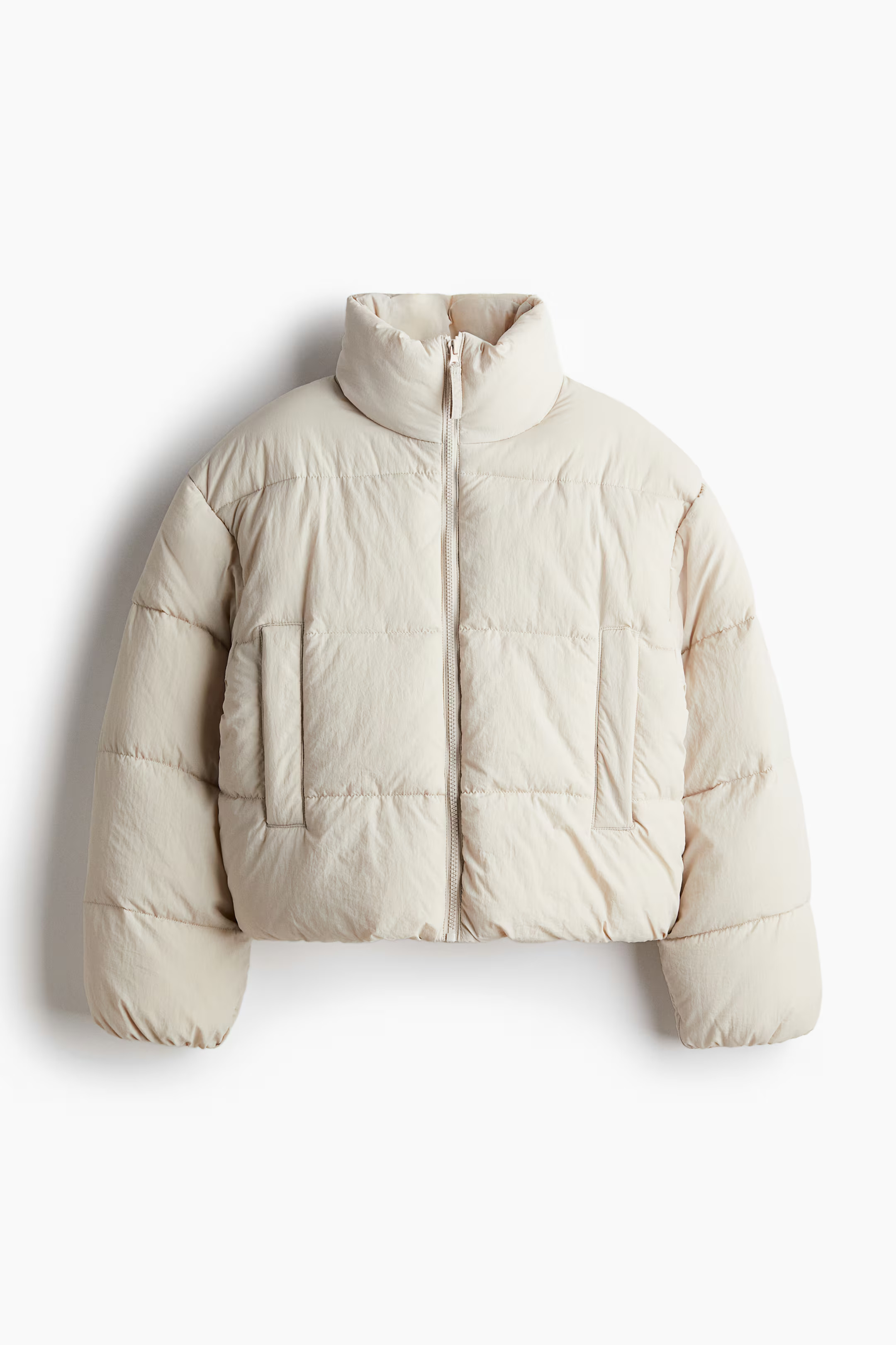 Short Puffer Jacket - Light beige - Ladies | H&M US | H&M (US + CA)