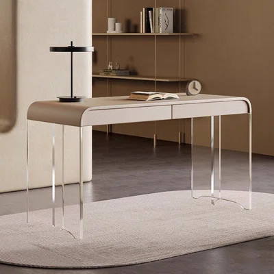 Cream-Style Modern Desk with Acrylic Legs | Wayfair North America
