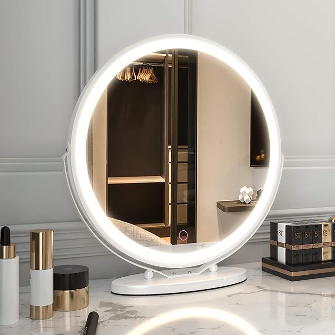 LVSOMT 20" Large Makeup Vanity Mirror with Lights, Led Lighted Dressing Circle Mirror, High Defin... | Amazon (US)