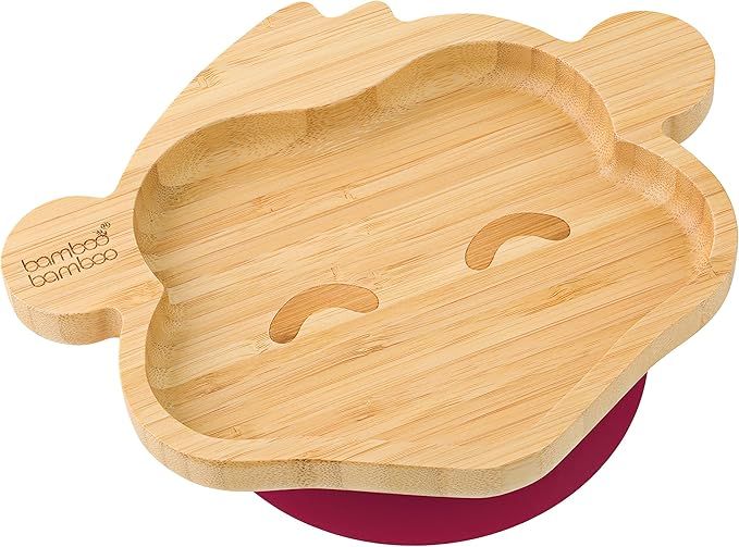 Bamboo Baby Plate with Suction - Kids and Toddler Suction Cup Plate for Babies, Non-Toxic All-Nat... | Amazon (US)