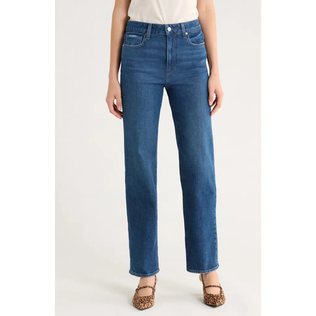 PAIGE Stevie High Waist Straight Leg Jeans in Sound Check at Nordstrom, Size 32 | Nordstrom
