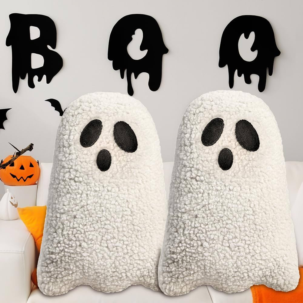 Ghost Pillow,Ghost Decor,Halloween Pillows Set of 2 White Cute Ghost Indoor Decorative Throw Pill... | Amazon (US)