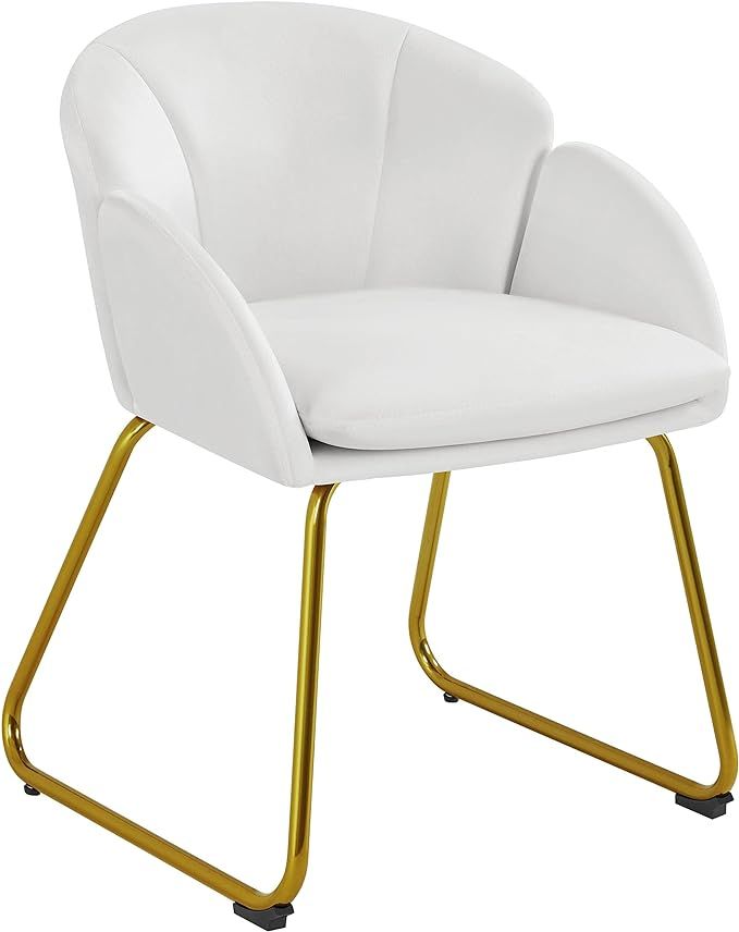 Yaheetech Modern Velvet Armchair, Flower Shaped Makeup Chair Vanity Chair with Golden Metal Legs ... | Amazon (US)