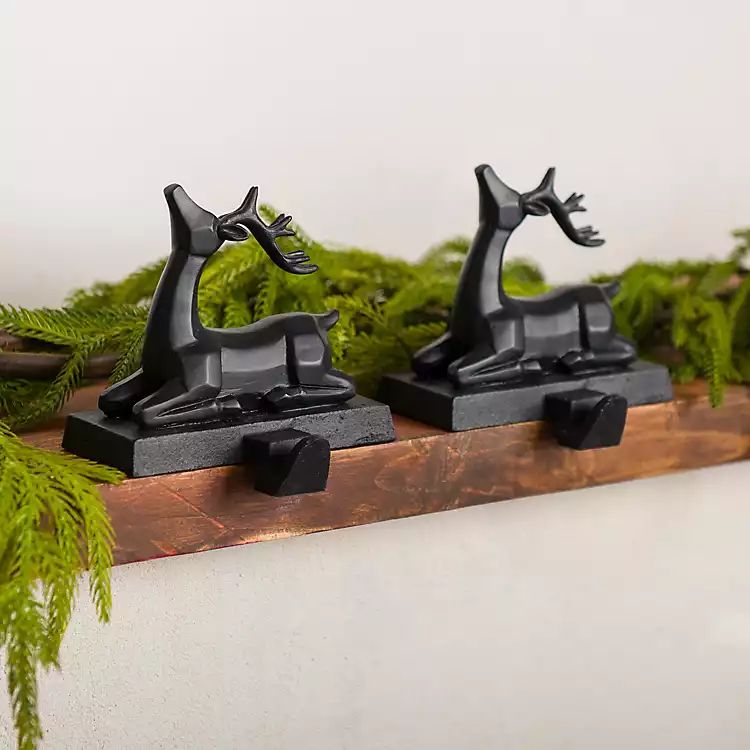 Black Reindeer Stocking Holders, Set of 2 | Kirkland's Home