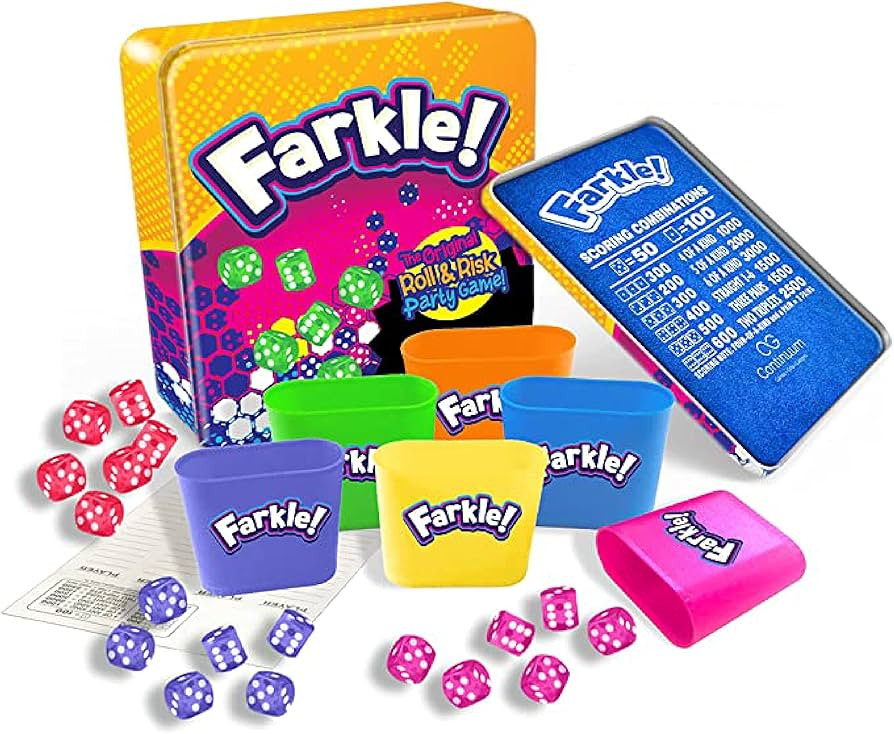 Farkle Deluxe Dice Games Set Includes 36 Colorful Dice, 6 Rolling Cups, Rolling Tray, and Score S... | Amazon (US)